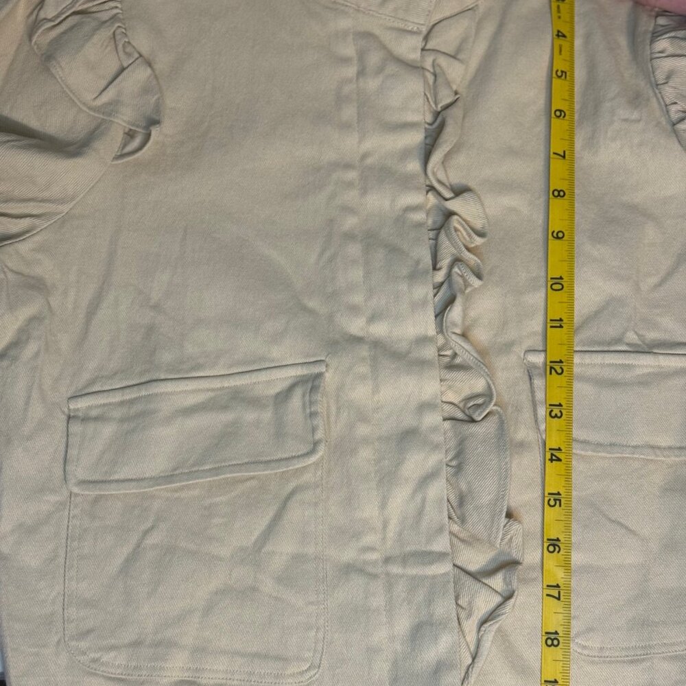 Entro NWT Women's Kimmi Ruffle Trim Utility Jacket - Cream Beige - Size Small - Picture 6 of 6